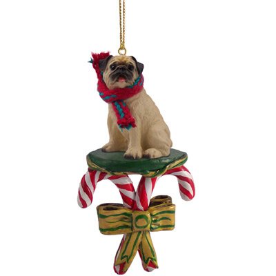 Pug Fawn Candy Cane Ornament Conversation Concepts Dog