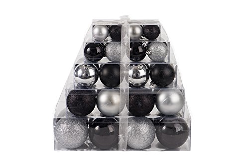Christmas Black and White Shatterproof Orbs and Ornaments Cake Box – 80mm 40 Pack