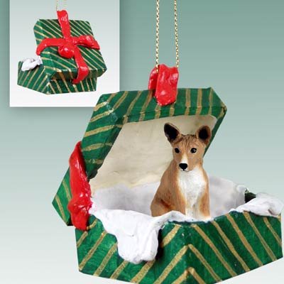 Conversation Concepts Basenji Gift Box Green Ornament