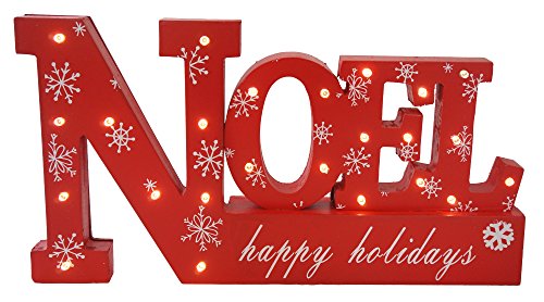 LED Lighted Noel Wooden Tabletop Sign Holiday Decoration
