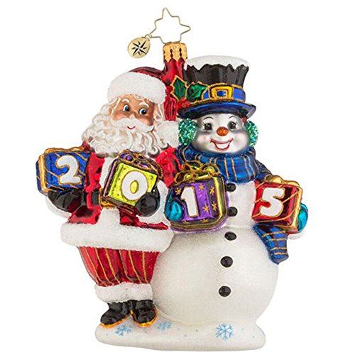Christopher Radko 2015 Yearly Pals Santa/Snowman Glass Christmas Ornament – 5.5″h.