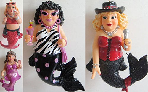 December Diamonds Girls Night Out, Karla Karaoke, Pink Champagne, & Miss Lipstick Mermaid Ornaments. Each 4.5 in tall,& a Perfect Christmas Gift for the Mermaid Lover in Your Life!!!The Girls are Ready to PARTY!!!