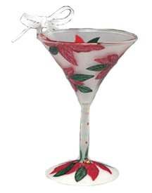 Lolita Martini Glass Christmas Ornament Poinsettia