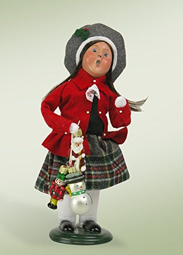 10″ Caroler Girl with Glass Ornaments Christmas Table Top Decoration