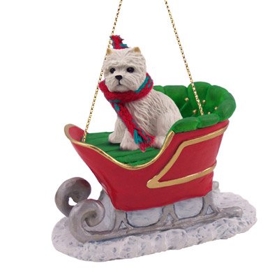 Westie Sleigh Dog Christmas Ornament