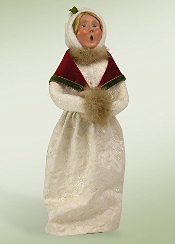 13″ Winter White Family Woman with Songbook Christmas Caroler Figure