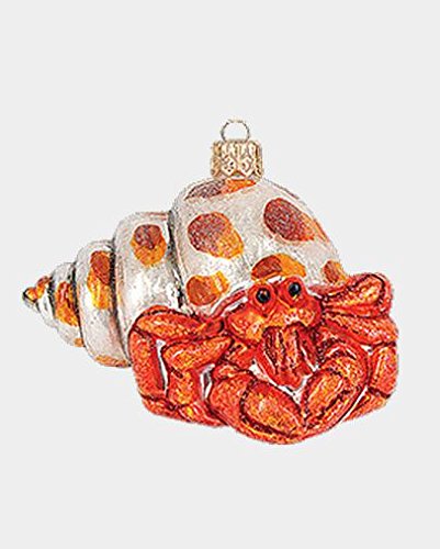 Hermit Crab in Spotted Shell Polish Blown Glass Christmas Ornament Decoration