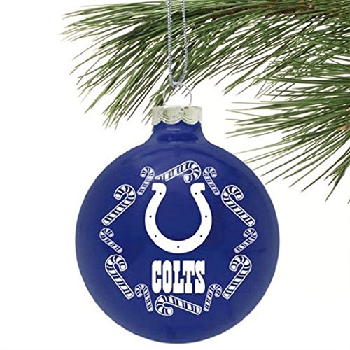 Indianapolis Colts NFL 2 5/8” Painted Round Candy Cane Christmas Tree Ornament