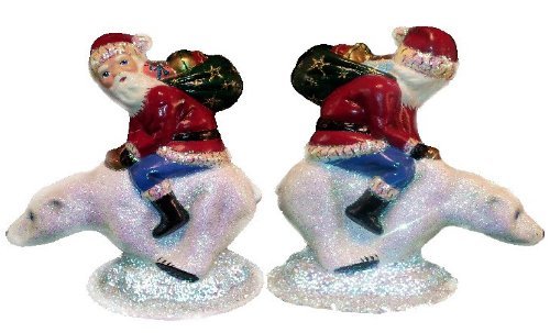 Ino Schaller Paper Mache Santa Riding Polar Bear Christmas Candy Container