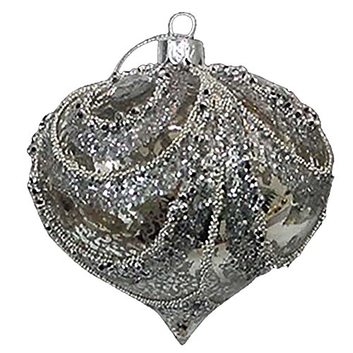 Christmas Ornament Glass Silver Glittered C9984-ONION by Kurt Adler