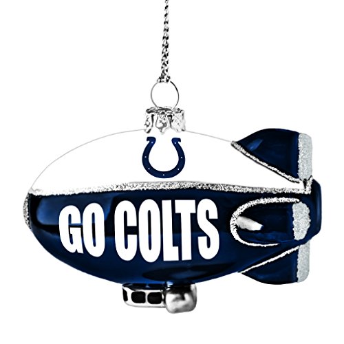 NFL Indianapolis Colts Glitter Blimp Ornament, Silver, 3″ x 2.25″