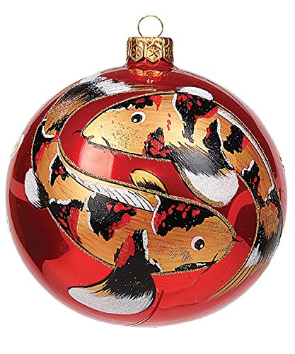 Japanese Koi Fish Ball Polish Mouth Blown Glass Christmas Ornament