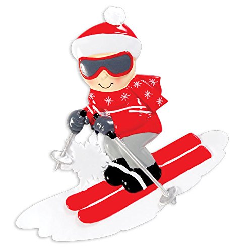 Snow Skier Personalized Christmas Tree Ornament