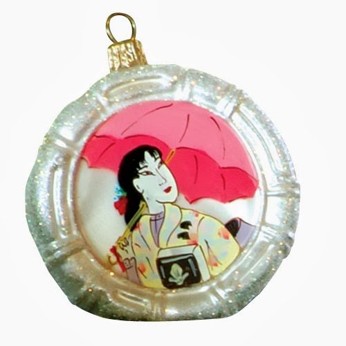 Ornaments To Remember Geisha (Umbrella) Hand-Blown Glass Ornament