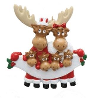 Moose Family 6 Personalized Christmas Tree Ornament