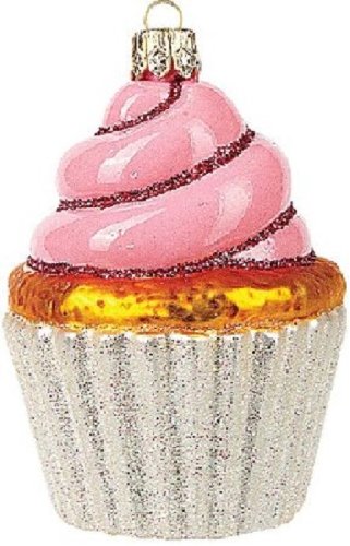 Pink Cupcake Polish Glass Christmas Ornament Made in Poland Decoration