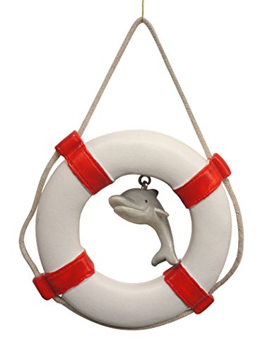 Life Ring Christmas Ornament with Hanging Embellishment (Dolphin)