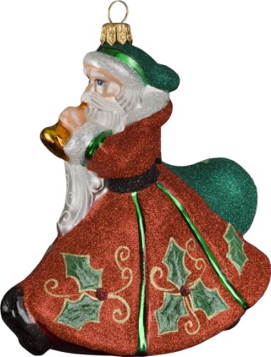 Glitterazzi Trumpeting Santa Holly Berry Red Ornament
