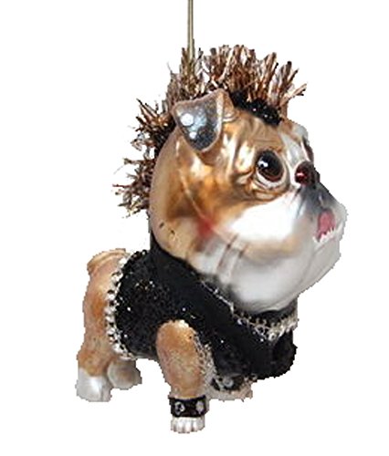 December Diamonds Blown Glass Ornament – Spiked Hair Bulldog