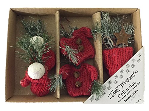 Mini 2″ Red Knit Ornaments – Set of 6
