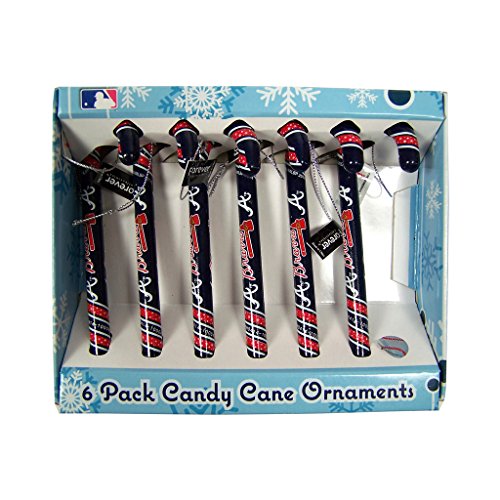 Atlanta Braves Official MLB 5 inch Candy Cane Christmas Ornament Set by Forever Collectibles 508738