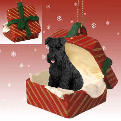 Conversation Concepts Schnauzer Black w/Uncropped Ears Gift Box Red Ornament