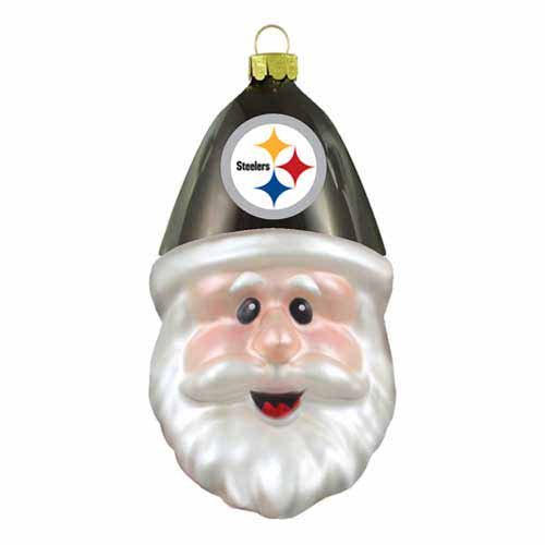 NFL Pittsburgh Steelers Blown Glass Santa Cap Ornament