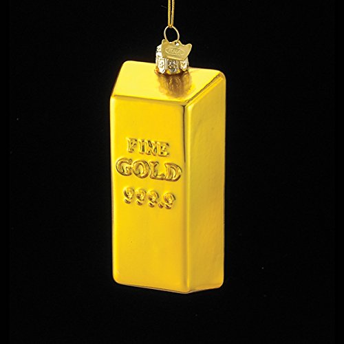 Kurt Adler 4.5″ Noble Gems Glass Gold Bar Ornament