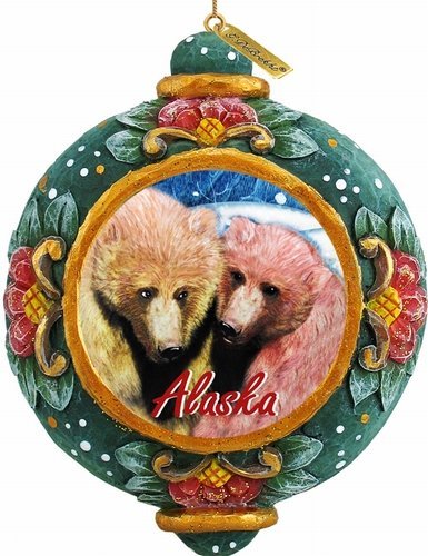 G. Debrekht Alaska Grizzly Bear Scenic Ornament, 3.5″