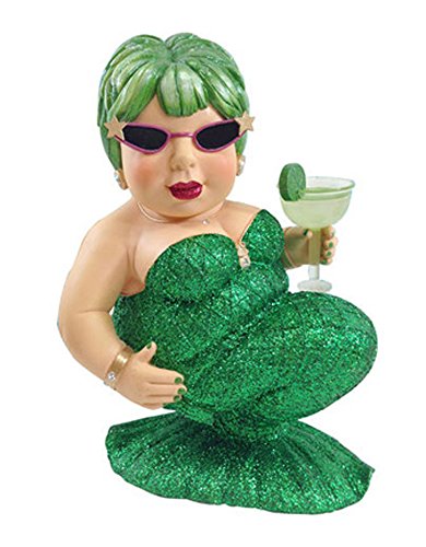 December Diamonds Margarita Green Drinking Mermaid Large Figurine Sculpture 14″