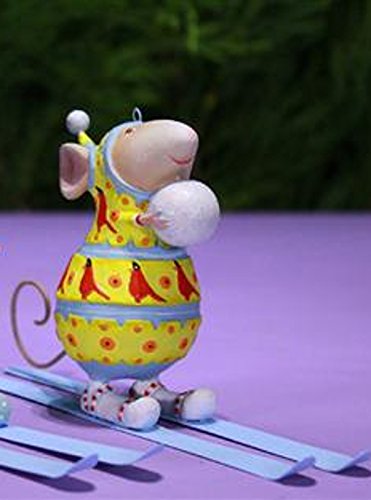5.75″ Patience Brewster Krinkles Dash Away Stirring Mouse Skiing Boy Decorative Christmas Ornament