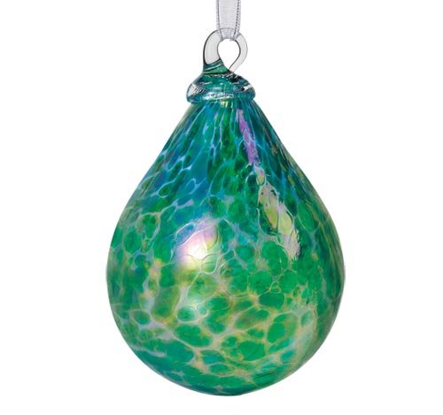 Glass Eye Studio Hand Blown Glass Raindrop Ornament – Emerald City