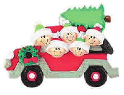 Personalizable Ornament Christmas Tree Caravan Family of 5