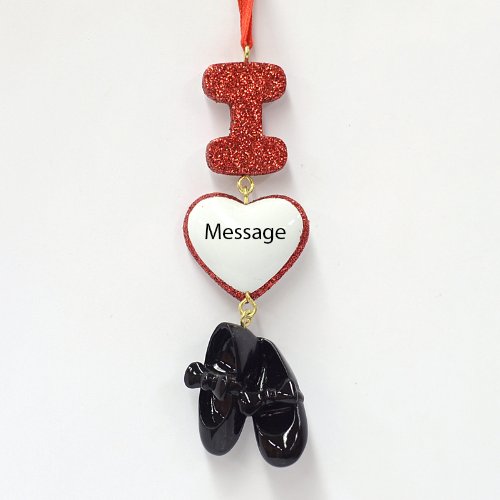 Personalized I Love Tap Ornament Dangling Shoes