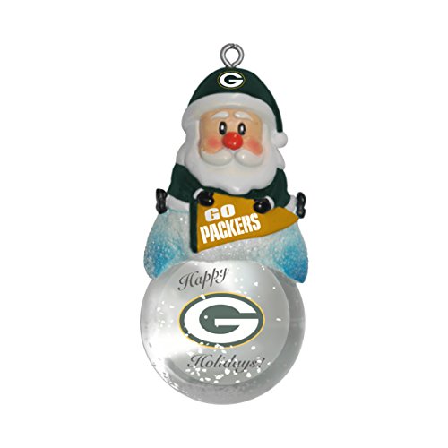 NFL Green Bay Packers Snow Globe Ornament, Silver, 1.5″