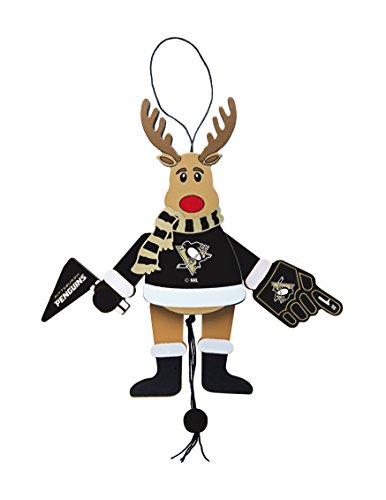 NHL Pittsburgh Penguins Wooden Cheer Ornament, Brown, 5.25″