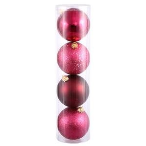 Vickerman Christmas Trees N591219A 4-Piece Ball Assorted Ornament Set, 120mm, Wine