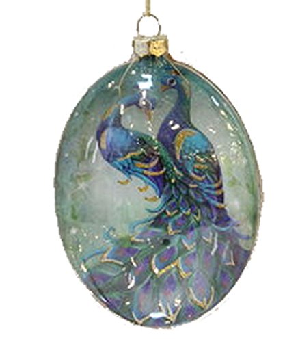 December Diamonds Glass Peacock Oval Ornament