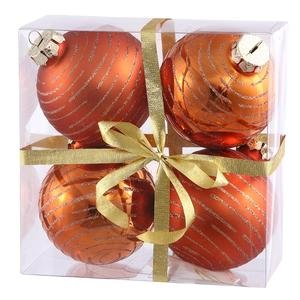 Vickerman Christmas Trees N110818A Assorted Ball Ornament, 80mm, Burnish Orange, Set of 4