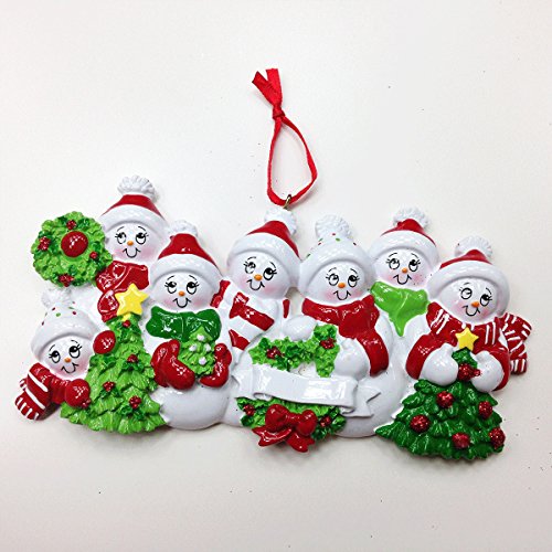 Snowman Family of 7 Personalized Christmas Holiday Ornament