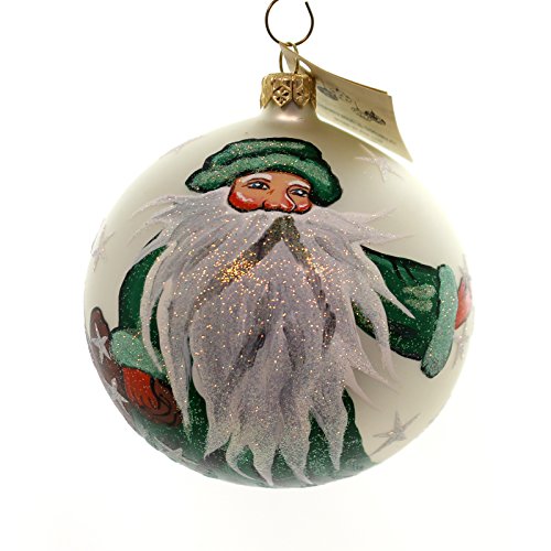 Christina’s World GREEN ROBED SORCERER SANTA Glass Ball Ornament Tra411