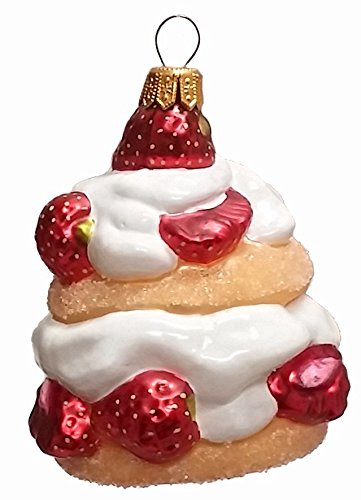 Strawberry Shortcake Dessert Polish Blown Glass Christmas Ornament Decorations