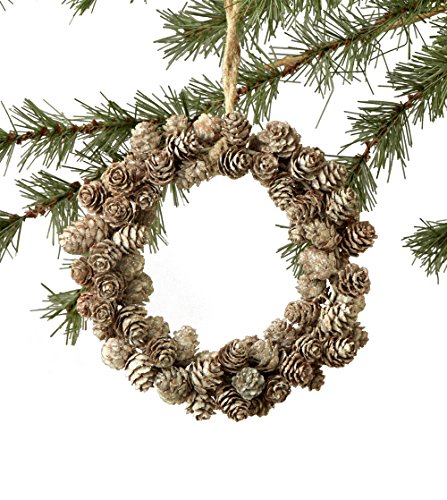Sage & Co. XAO16638WH Frosted Pinecone Wreath Ornament, 6.5-Inch