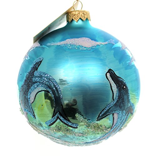 Christina’s World PLAYFUL DOLPHINS Glass Ornament Ball Ocean Fis413