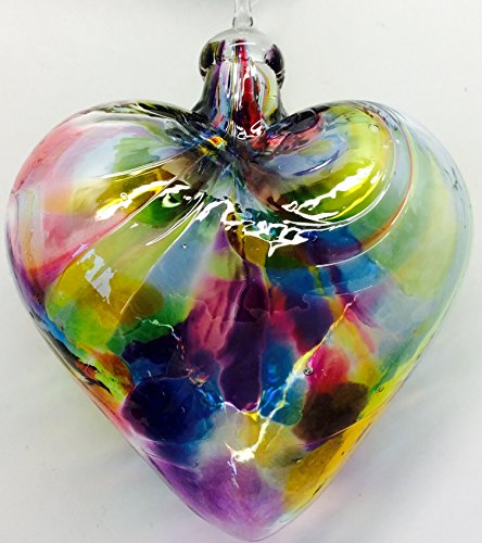 Glass Eye Studio Class Multi Colored Puffed Heart Ornament