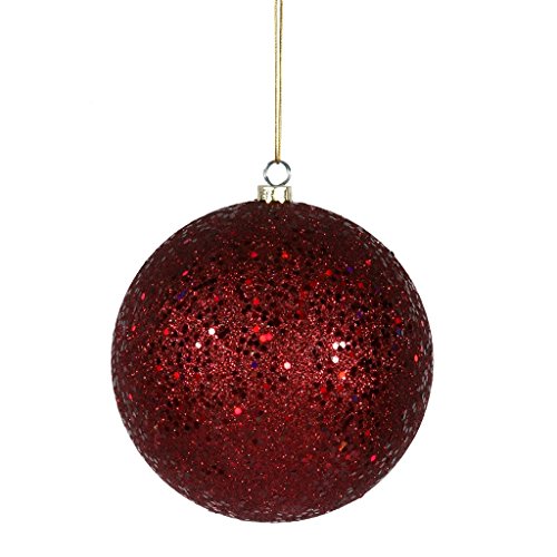 Vickerman Christmas Trees N591505DQ Sequin Ball Ornament, 150mm, Burgundy, Set of 4