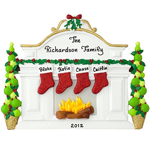 Mantle Fireplace 4 Table Display Personalized Christmas Tree Ornament