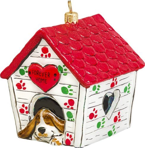 Joy to the World Collectibles European Blown Glass Home Sweet “Forever” Home Dog House Christmas Ornament