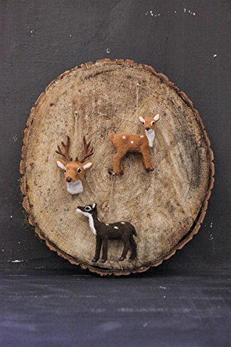Rustic Brown Faux Fur Deer Trophy Ornament – 3.75″
