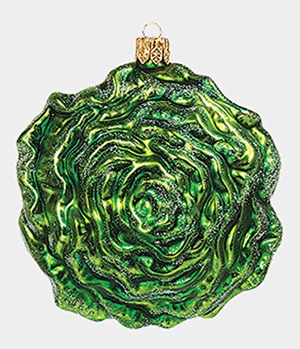 Head of Lettuce Vegetable Food Polish Mouth Blown Glass Christmas Ornament